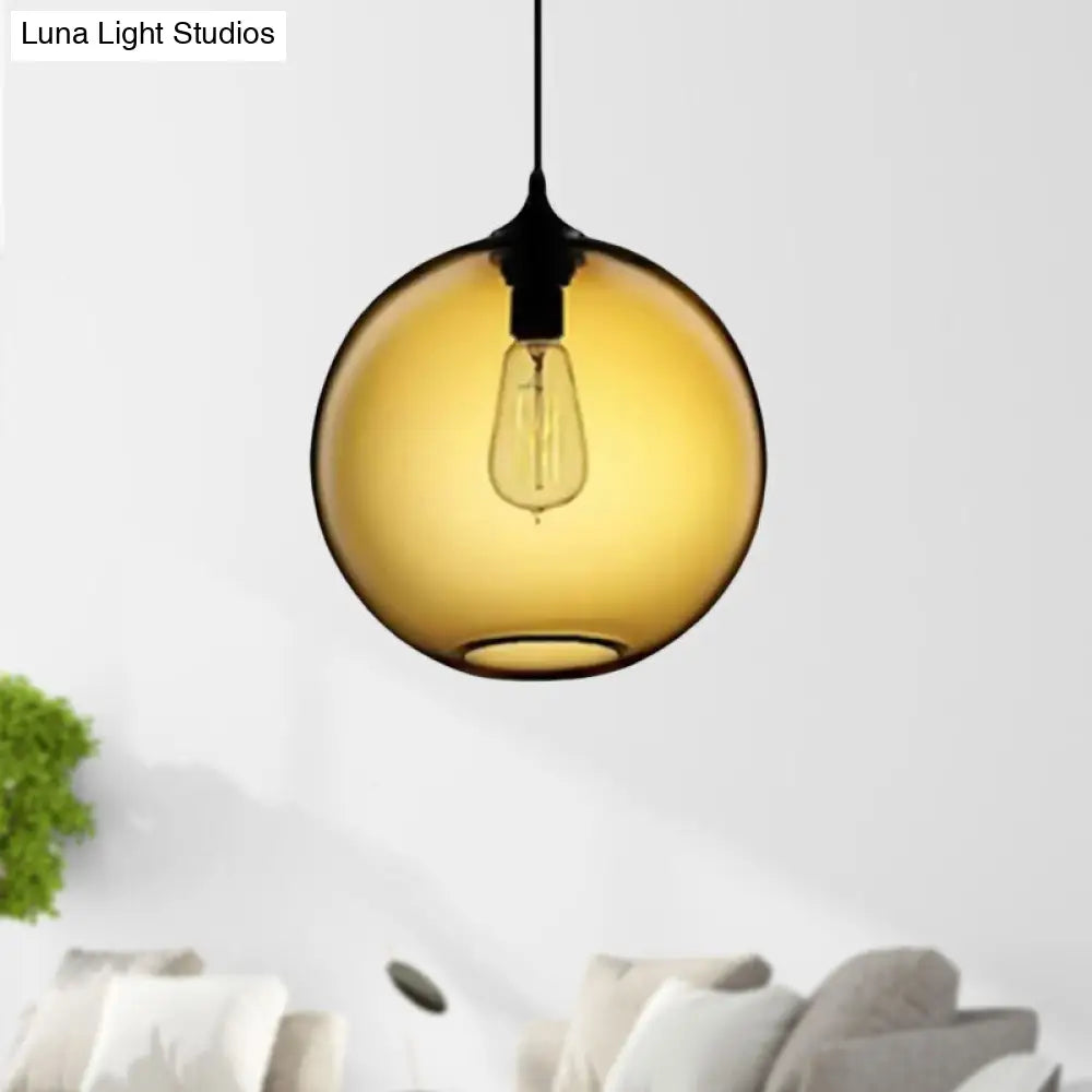 Simplicity Glass Globe Pendant Light - 1 Red/Brown/Clear Amber