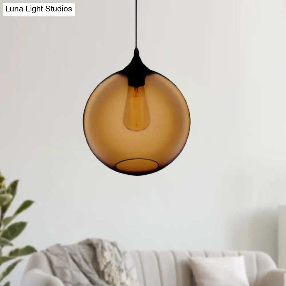 Simplicity Glass Globe Pendant Light - 1 Red/Brown/Clear