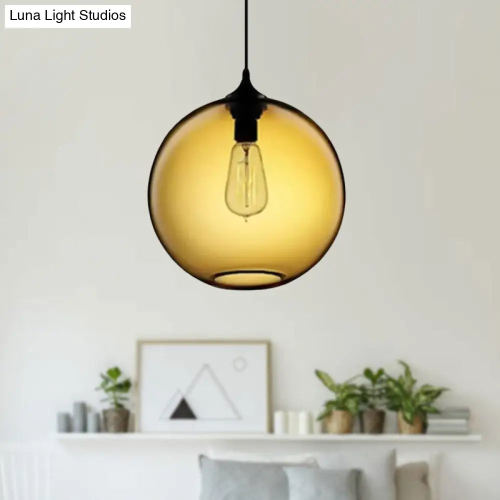 Simplicity Glass Globe Pendant Light - 1 Red/Brown/Clear