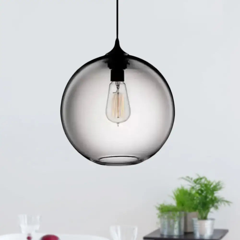 Simplicity Glass Globe Pendant Light - 1 Red/Brown/Clear Smoke Gray