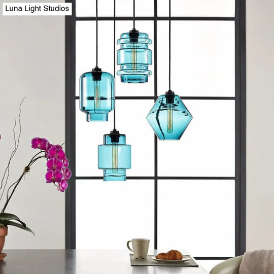 Simplicity Glass Cylindrical Hanging Lamp - 1-Light Pink/Yellow/Blue Ceiling Light