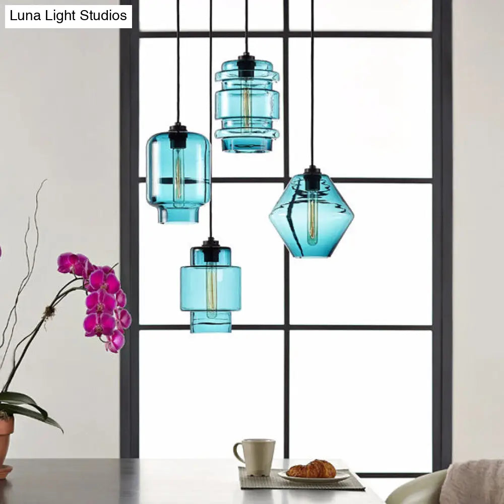 Simplicity Glass Hanging Lamp - Cylindrical 1-Light Pink/Yellow/Blue Ceiling Fixture