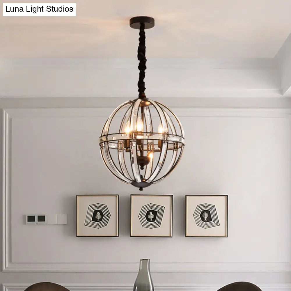 Stunning Crystal-Encrusted Pendant Chandelier - Single Bulb Black/Gold Finish Ideal For Restaurants