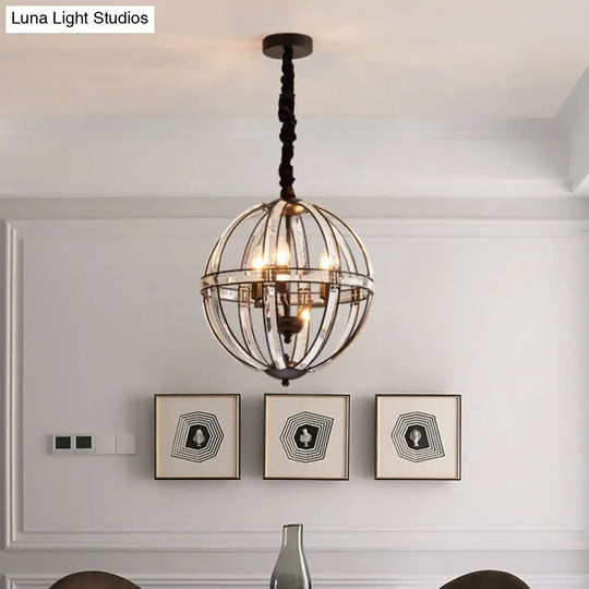 Stunning Crystal-Encrusted Pendant Chandelier - Single Bulb Black/Gold Finish Ideal For Restaurants