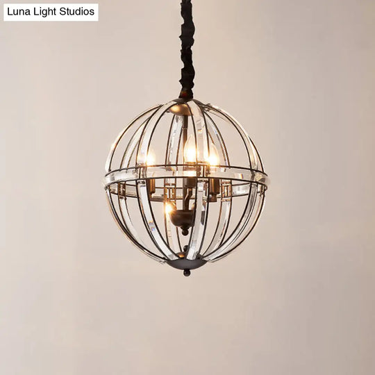 Stunning Crystal-Encrusted Pendant Chandelier - Single Bulb Black/Gold Finish Ideal For Restaurants