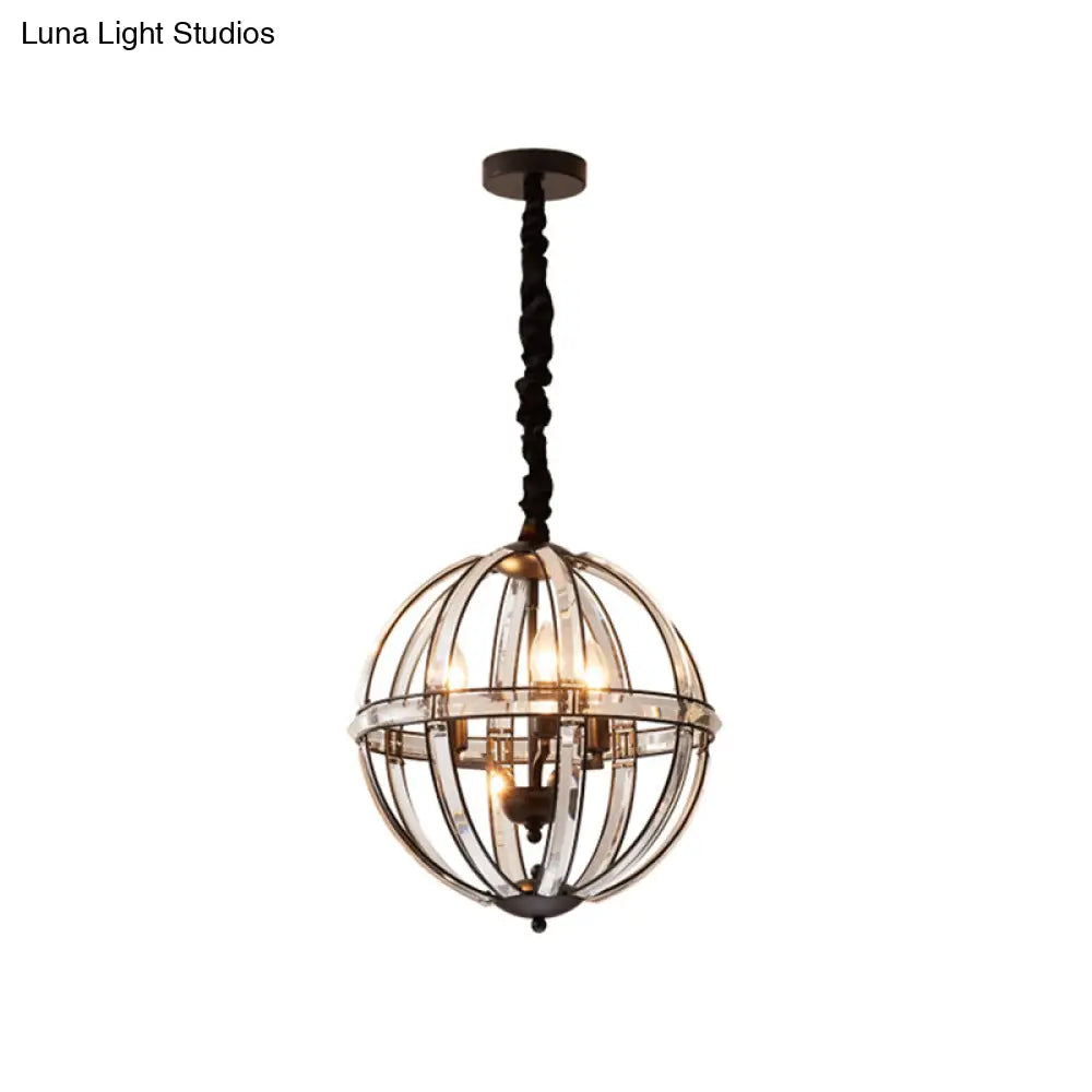 Simplicity Global Crystal-Encrusted Pendant Chandelier In Black/Gold: Elegant Single-Bulb Light For