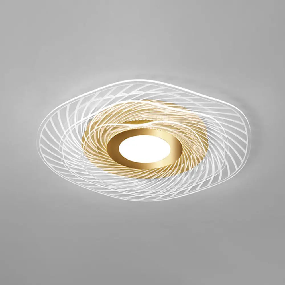 Simplicity Gold Acrylic Ruffle Flushmount Led Ceiling Light For Living Room / 3 Tiers White