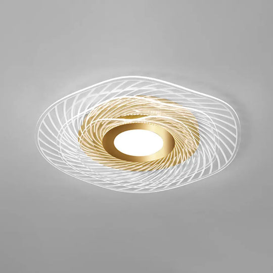 Simplicity Gold Acrylic Ruffle Flushmount Led Ceiling Light For Living Room / 3 Tiers White