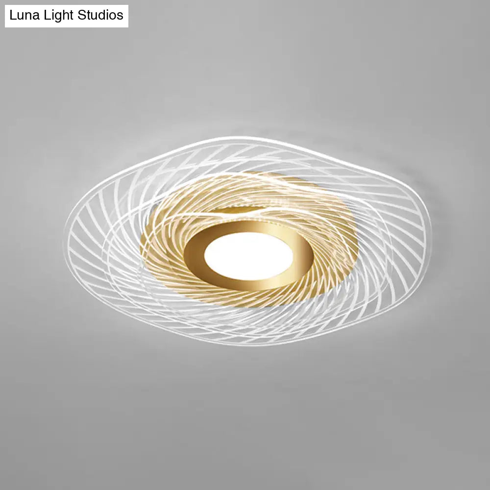 Simplicity Gold Acrylic Ruffle Flushmount Led Ceiling Light For Living Room / 3 Tiers White