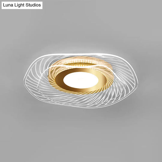 Simplicity Gold Acrylic Ruffle Flushmount Led Ceiling Light For Living Room / 2 Tiers Warm