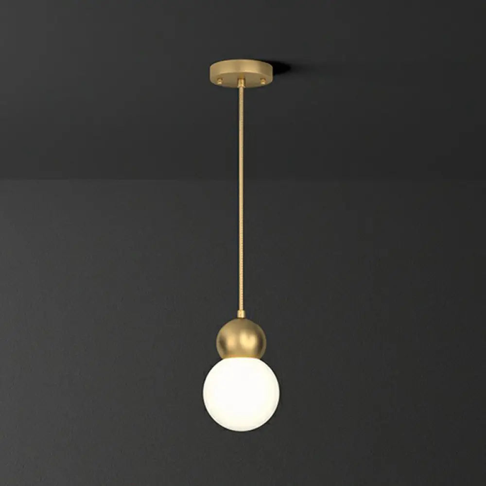 Simplicity Gold Ball Pendant Light Fixture With Milk Glass Shade - Perfect For Bedrooms / 5’
