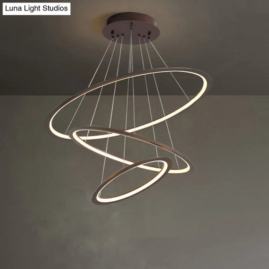 Simplicity Gold/Coffee Led Pendant Chandelier - Acrylic 3/4-Tiered Loop Ceiling Hang Light For