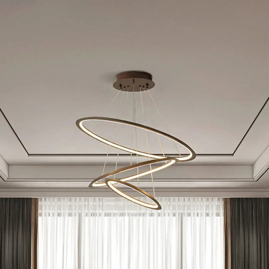 Simplicity Gold/Coffee Led Pendant Chandelier - Acrylic 3/4-Tiered Loop Ceiling Hang Light For