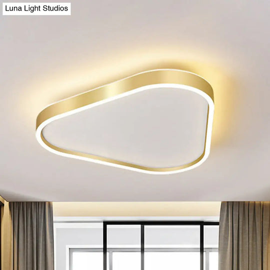 Simplicity Gold Led Flush Mount Ceiling Light With Acrylic Triangular Design