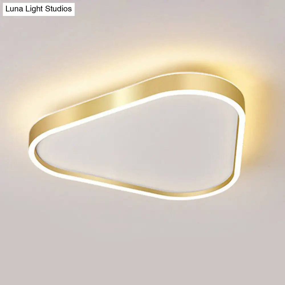 Simplicity Gold Led Flush Mount Ceiling Light With Acrylic Triangular Design