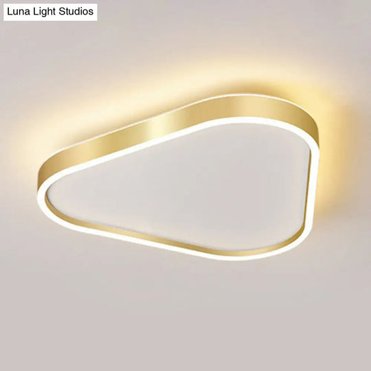 Simplicity Gold Led Flush Mount Ceiling Light With Acrylic Triangular Design