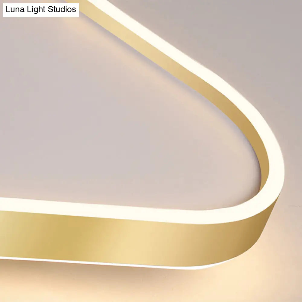 Simplicity Gold Led Flush Mount Ceiling Light With Acrylic Triangular Design