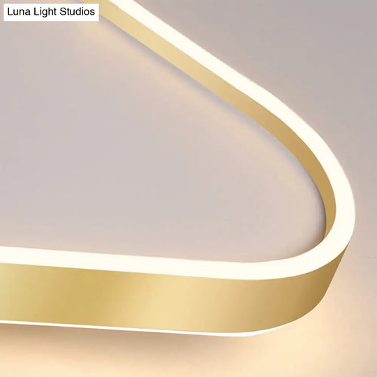 Simplicity Gold Led Flush Mount Ceiling Light With Acrylic Triangular Design