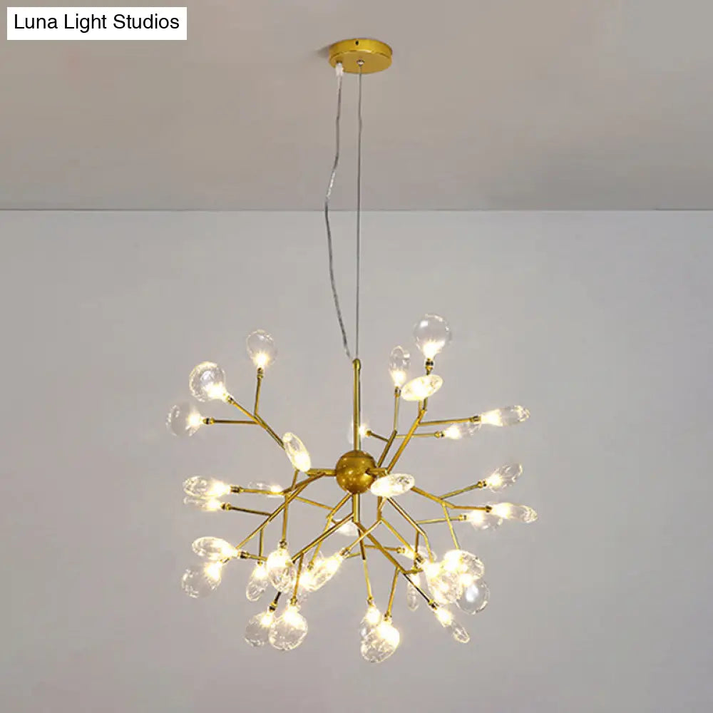 Sleek Gold Led Pendant Light: Metallic Branch Chandelier For Living Room 36 /