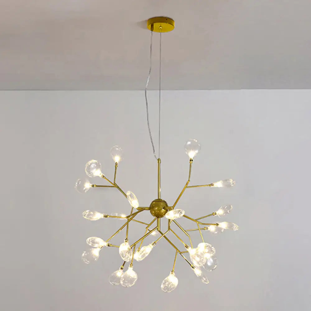 Simplicity Gold Led Pendant Chandelier For Living Room - Metallic Branch Design 27 /