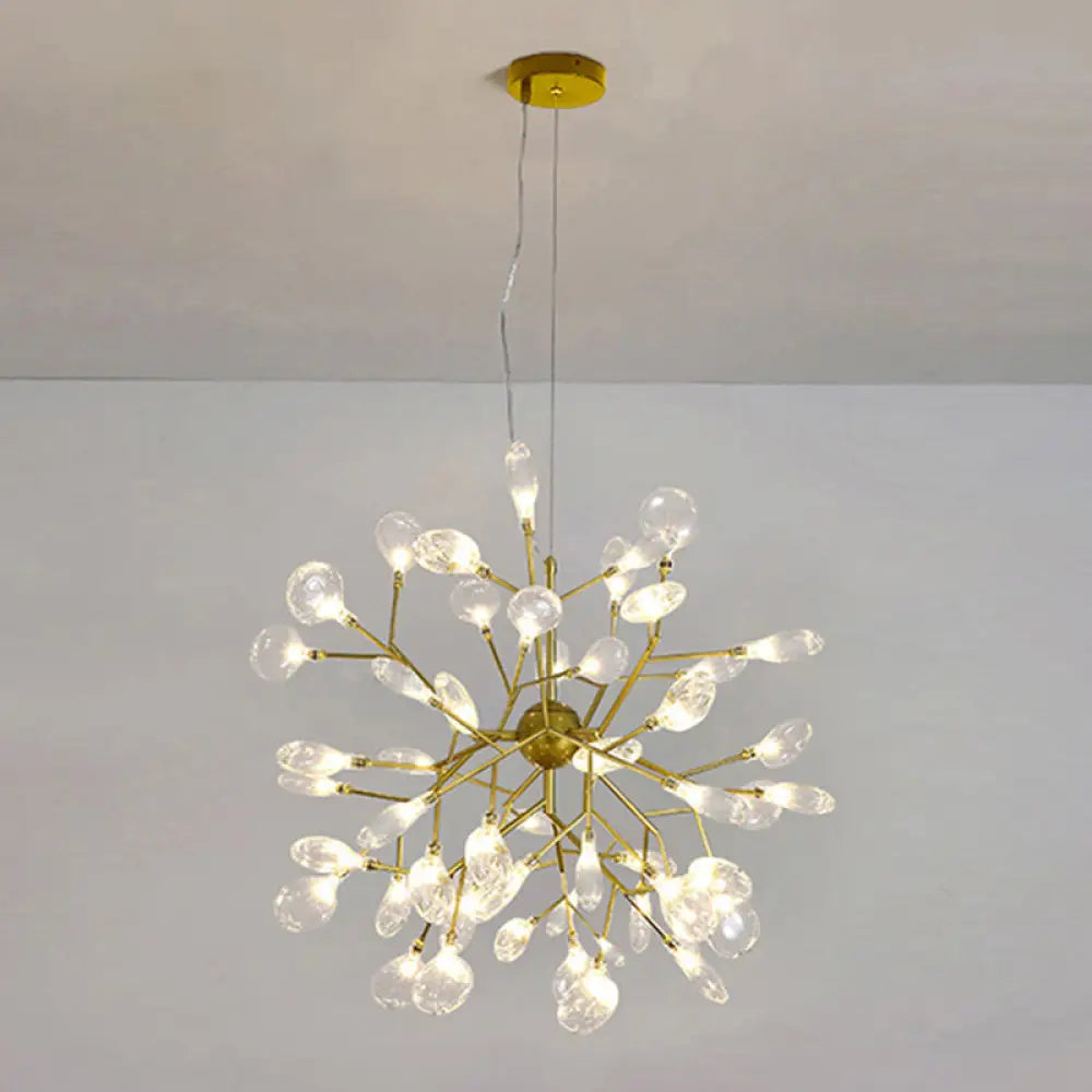 Simplicity Gold Led Pendant Chandelier For Living Room - Metallic Branch Design 45 /