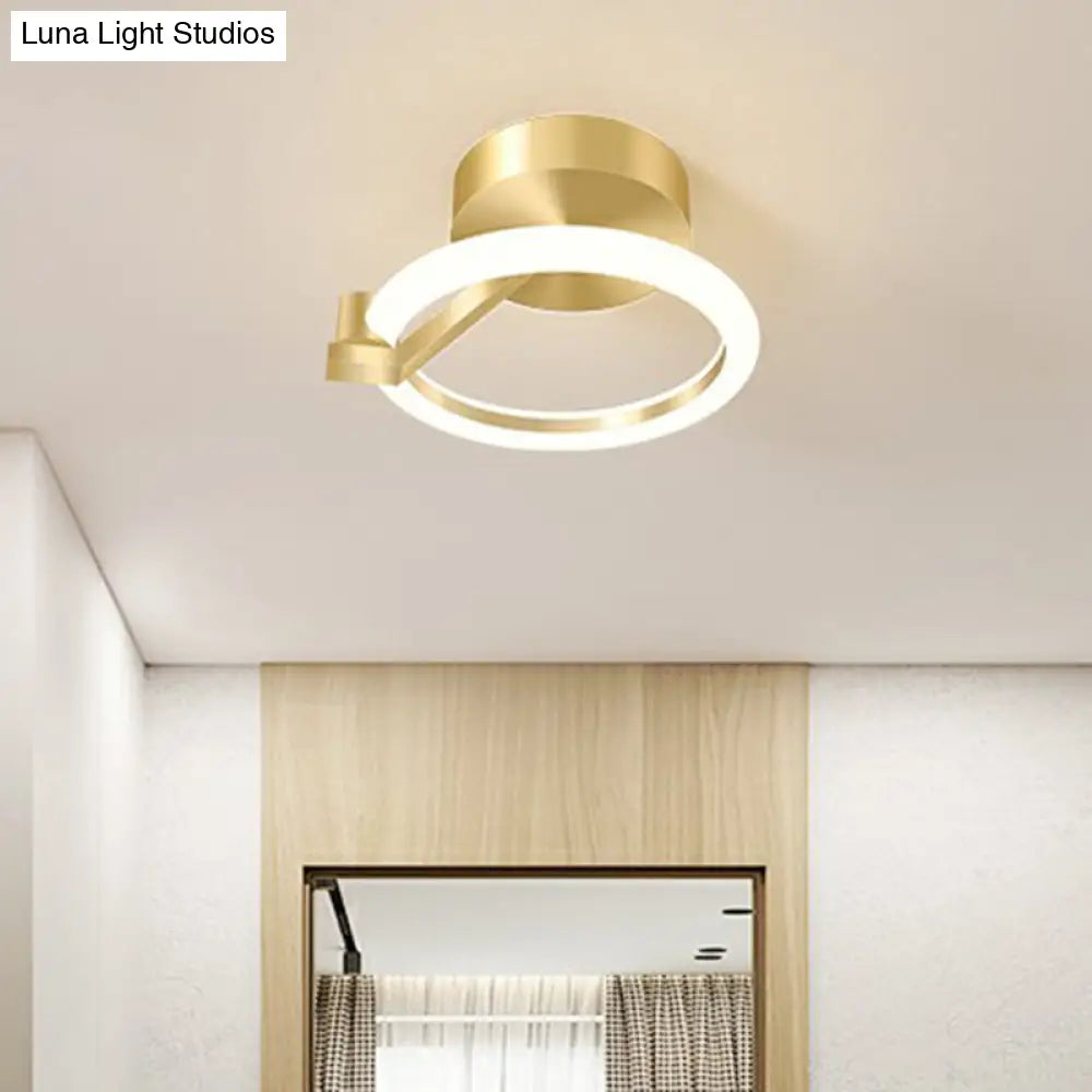 Simplicity Gold Metal Semi Flush Mount Ceiling Fixture For Corridors