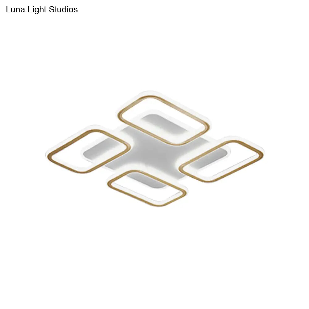 Simplicity Gold Square Acrylic Ceiling Flush Light Led Mount Lighting In Warm/White - 16.5/20.5 Wide