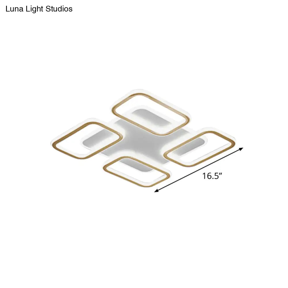 Simplicity Gold Square Acrylic Ceiling Flush Light Led Mount Lighting In Warm/White -