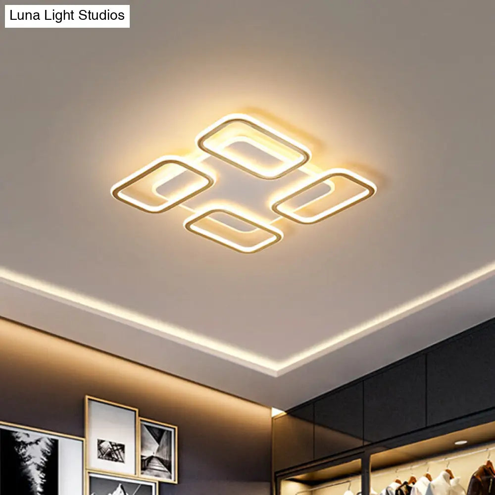 Simplicity Gold Square Acrylic Ceiling Flush Light Led Mount Lighting In Warm/White -