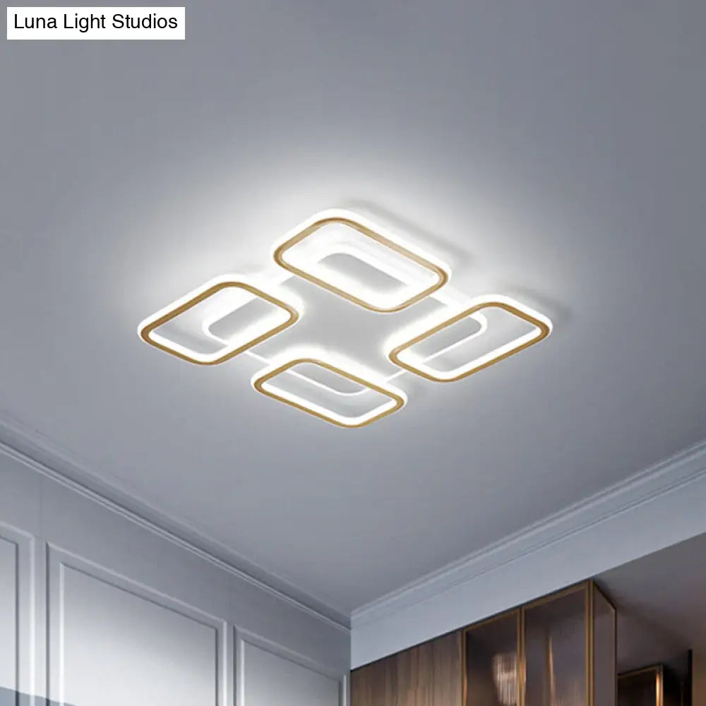 Simplicity Gold Square Acrylic Ceiling Flush Light Led Mount Lighting In Warm/White - 16.5/20.5 Wide