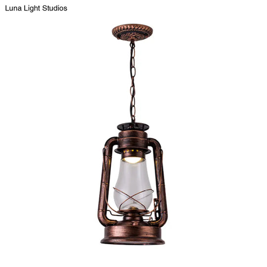 Simplicity Lantern Hanging Light - Metallic Kerosene Lighting For Restaurants 1 Bulb