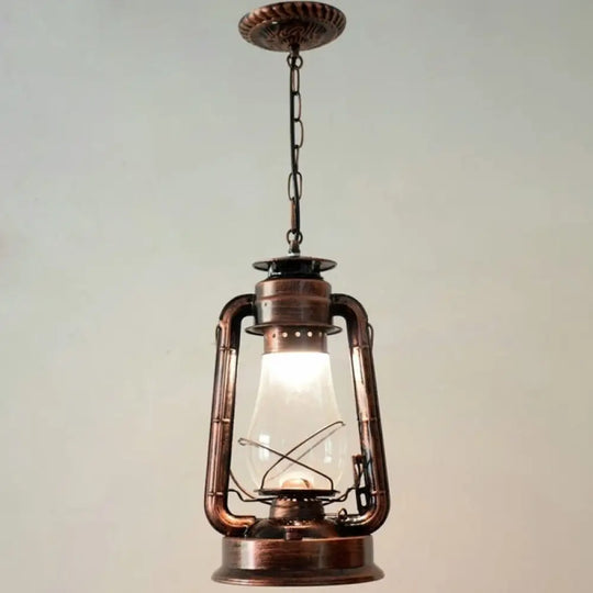 Simplicity Lantern Hanging Light - Metallic Kerosene Lighting For Restaurants 1 Bulb Copper / 8.5’ A