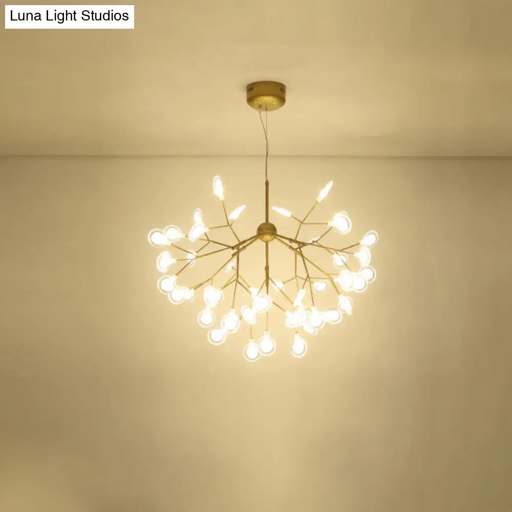 Simplicity Leaf Chandelier - Acrylic Led Drop Pendant With Branch-Like Wireframe For Living Room 63