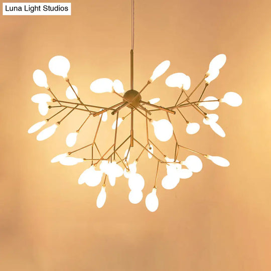 Simplicity Leaf Chandelier - Acrylic Led Drop Pendant With Branch-Like Wireframe For Living Room 36