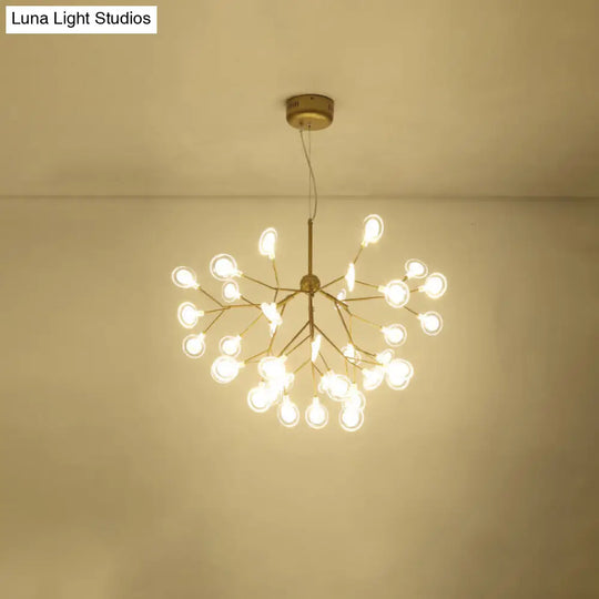 Simplicity Leaf Chandelier - Acrylic Led Drop Pendant With Branch-Like Wireframe For Living Room 45