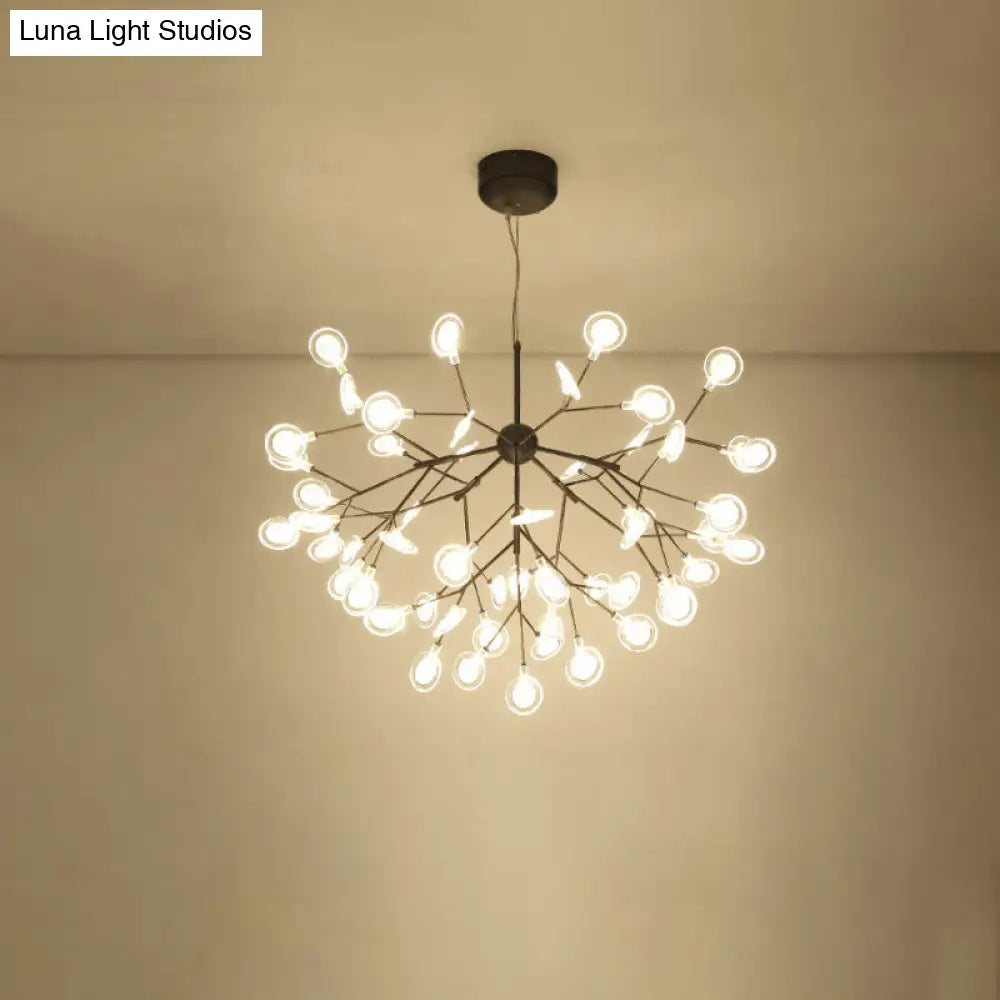 Simplicity Leaf Chandelier - Acrylic Led Drop Pendant With Branch-Like Wireframe For Living Room 54