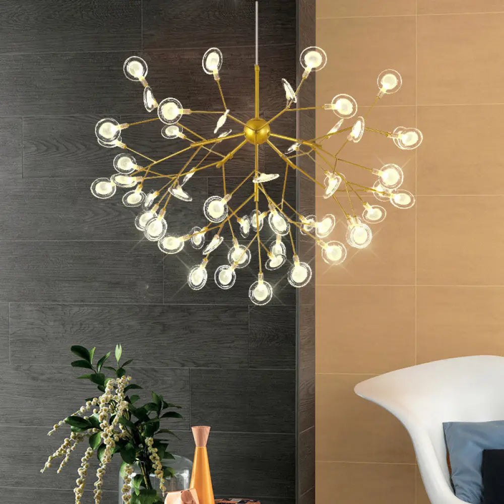 Simplicity Leaf Chandelier Lamp: Acrylic Living Room Pendant With Led Drop And Branch-Like Design