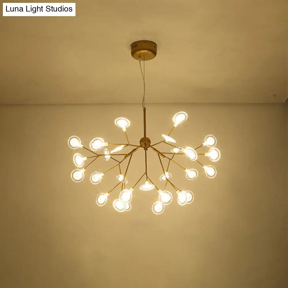 Simplicity Leaf Chandelier - Acrylic Led Drop Pendant With Branch-Like Wireframe For Living Room 15