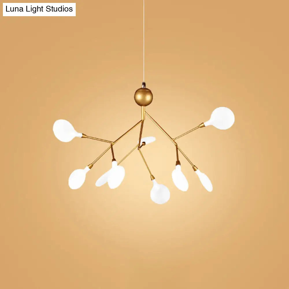 Simplicity Leaf Chandelier - Acrylic Led Drop Pendant With Branch-Like Wireframe For Living Room 9 /