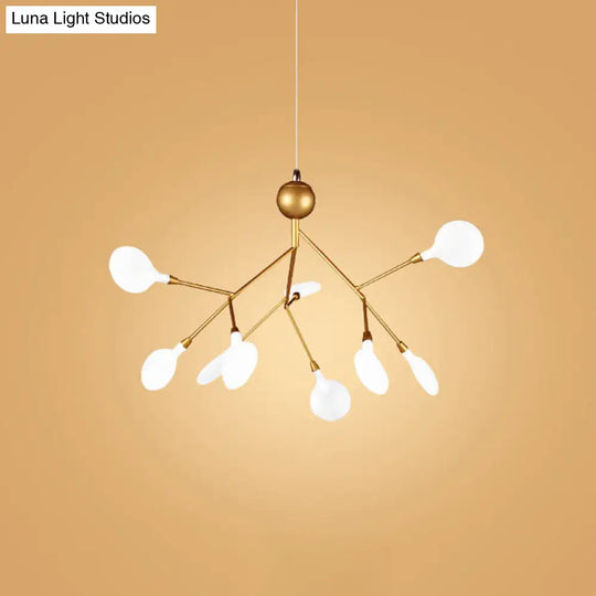 Simplicity Leaf Chandelier - Acrylic Led Drop Pendant With Branch-Like Wireframe For Living Room 9 /