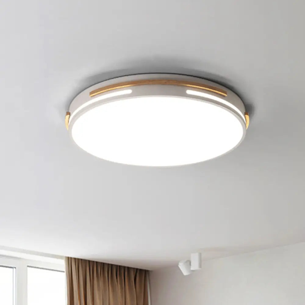 Simplicity Led Acrylic Flush Mount Light Fixture For Living Room - White/Green Round Design White