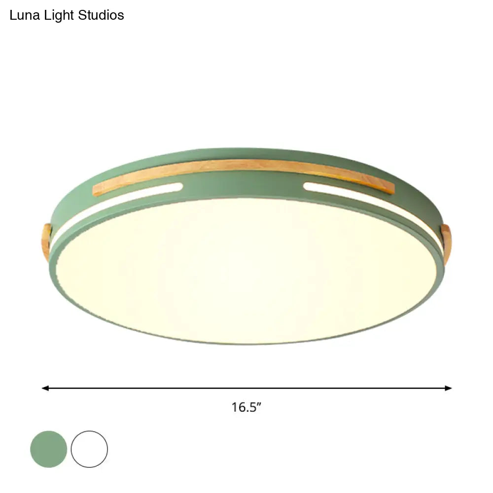 Simplicity Led Acrylic Flush Mount Light Fixture For Living Room - White/Green Round Design