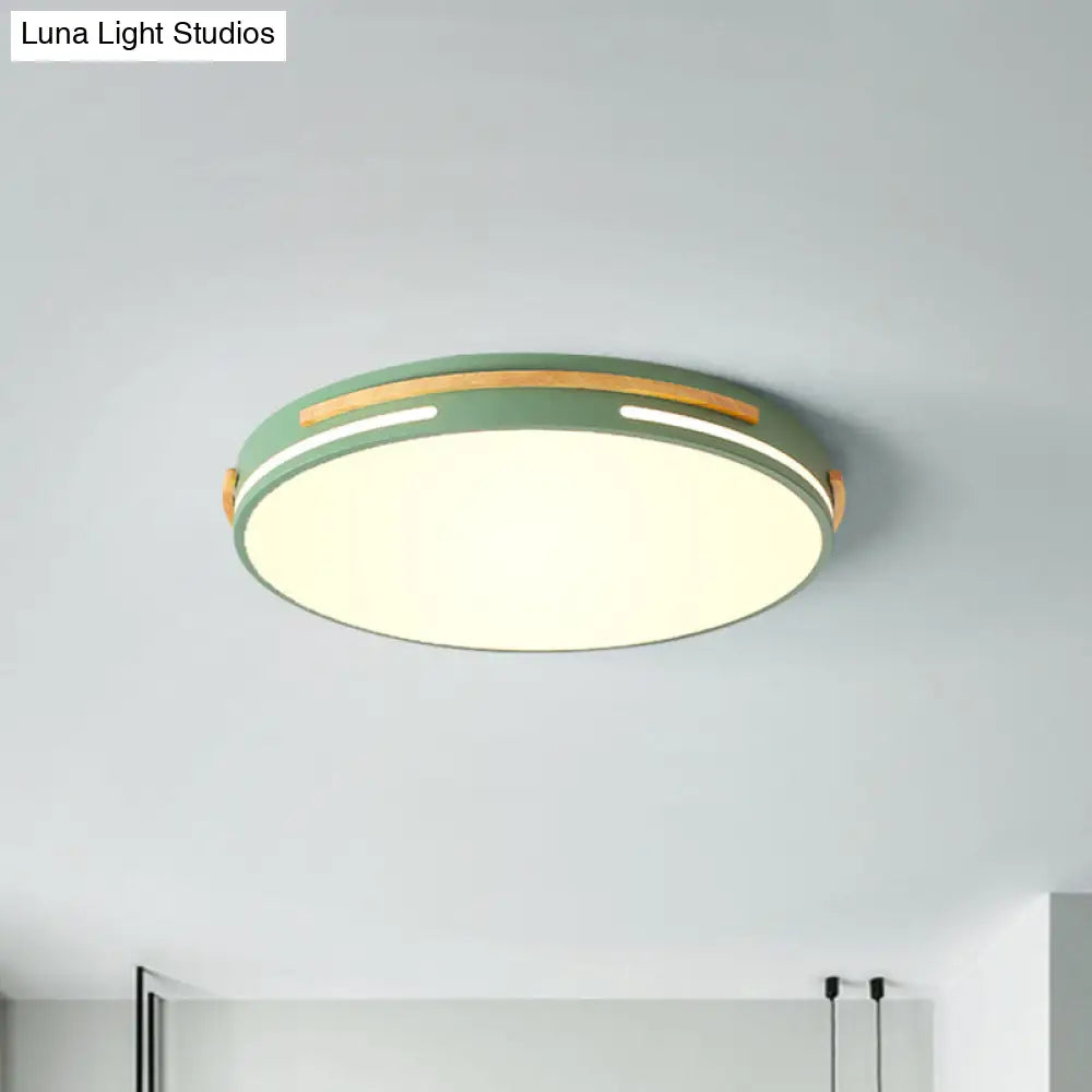 Simplicity Led Acrylic Flush Mount Light Fixture For Living Room - White/Green Round Design