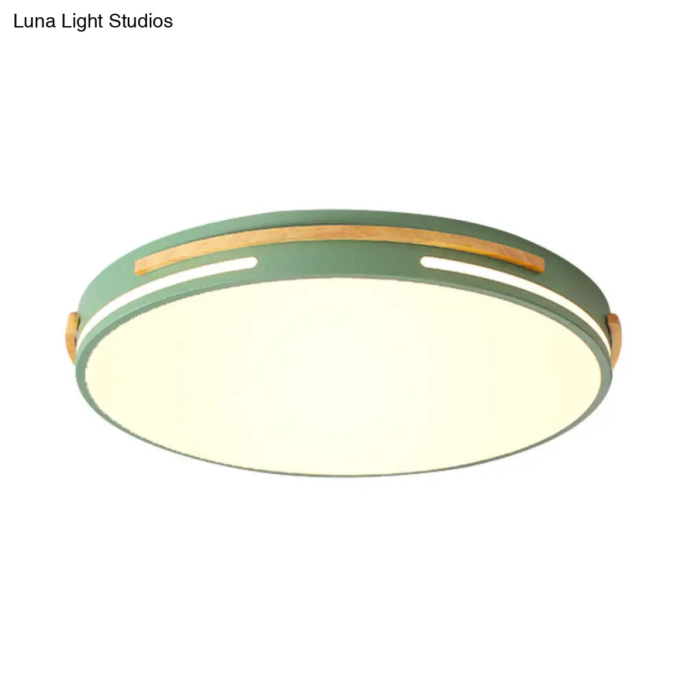 Simplicity Led Acrylic Flush Mount Light Fixture For Living Room - White/Green Round Design