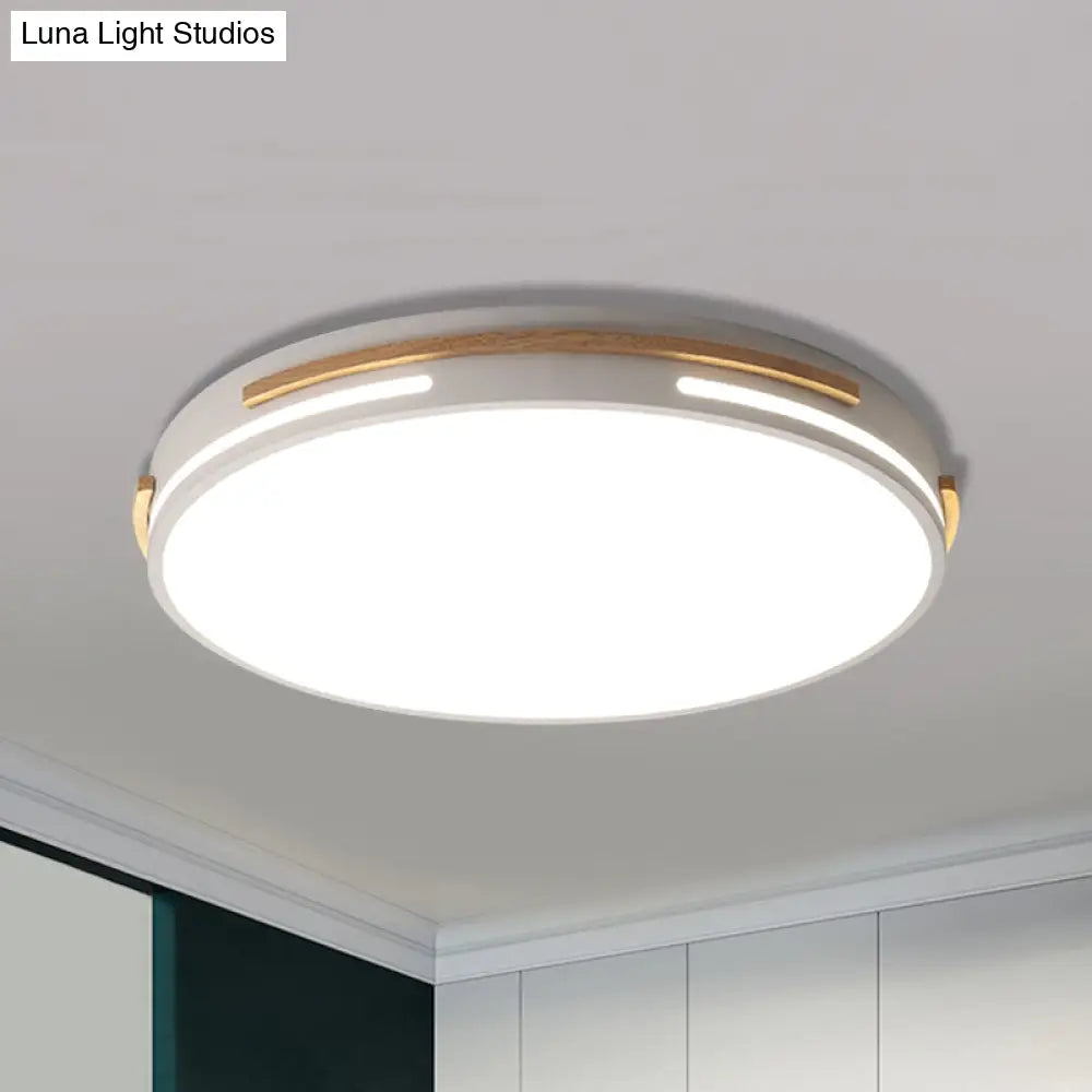 Simplicity Led Acrylic Flush Mount Light Fixture For Living Room - White/Green Round Design