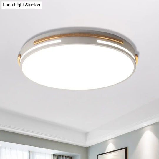 Simplicity Led Acrylic Flush Mount Light Fixture For Living Room - White/Green Round Design