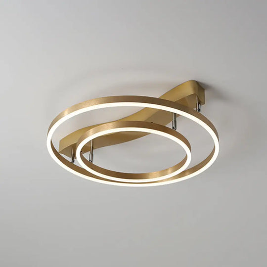 Simplicity Led Brass Multi-Ring Flush Mount Ceiling Light For Living Room 2 / White