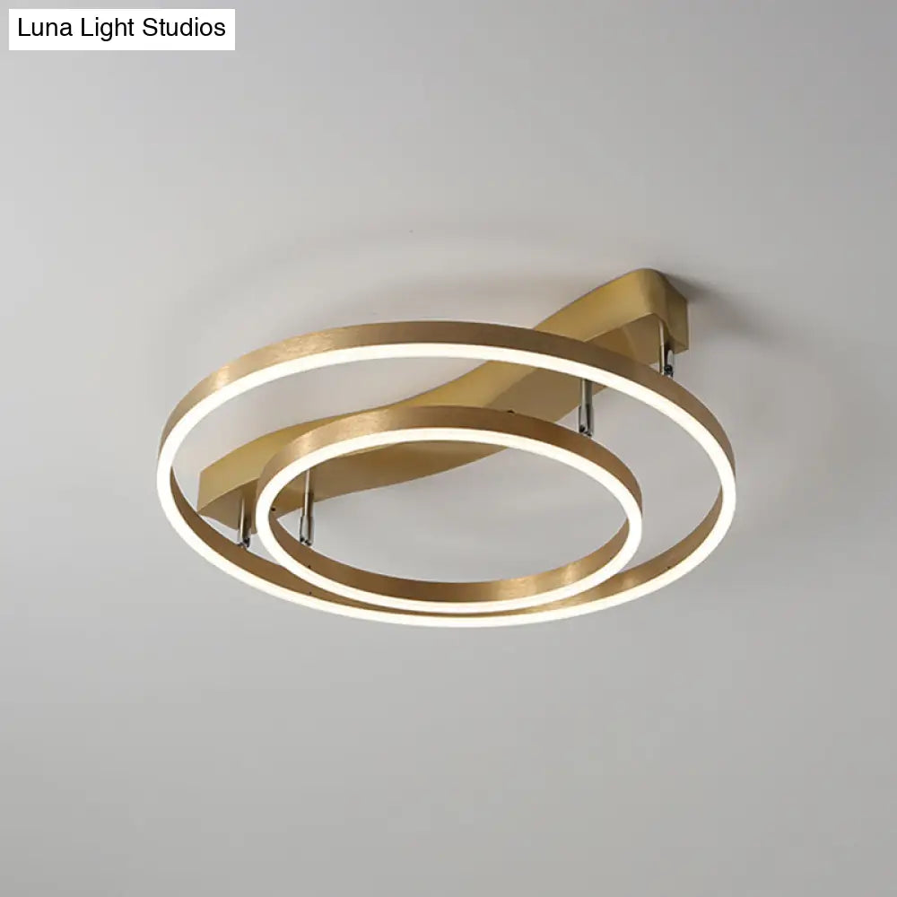 Simplicity Led Brass Multi-Ring Flush Mount Ceiling Light For Living Room