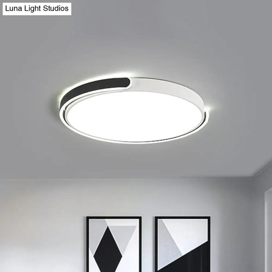 Simplicity Led Ceiling Lamp - Black/White/Gold Round Flush Mount Lighting With Acrylic Shade