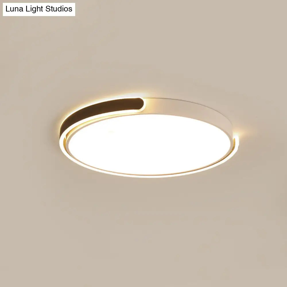 Simplicity Led Ceiling Lamp - Black/White/Gold Round Flush Mount Lighting With Acrylic Shade